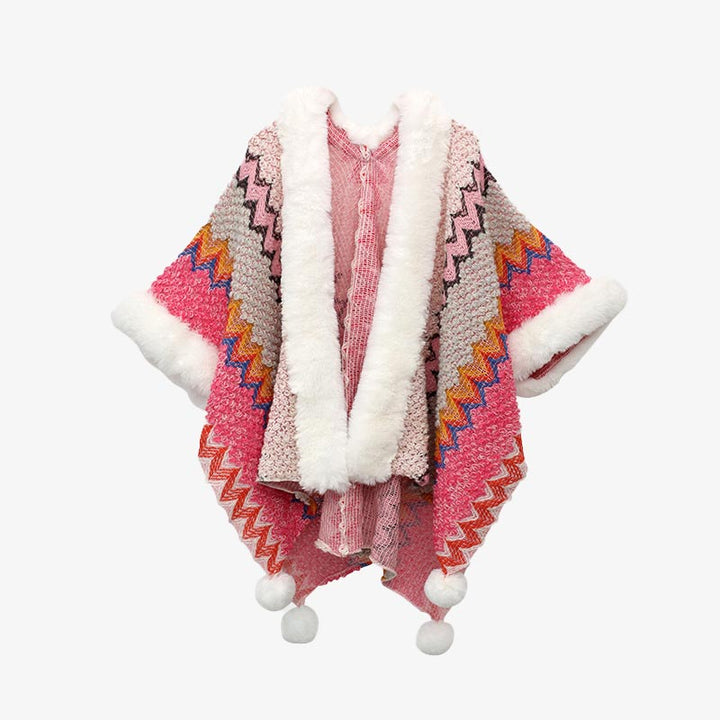 Buddha Stones Tibetan Multicolored Wavy Lines Knitted Striped Shawl Coat Winter Cozy Travel Scarf Wrap - Pink 150*106cm - image 17