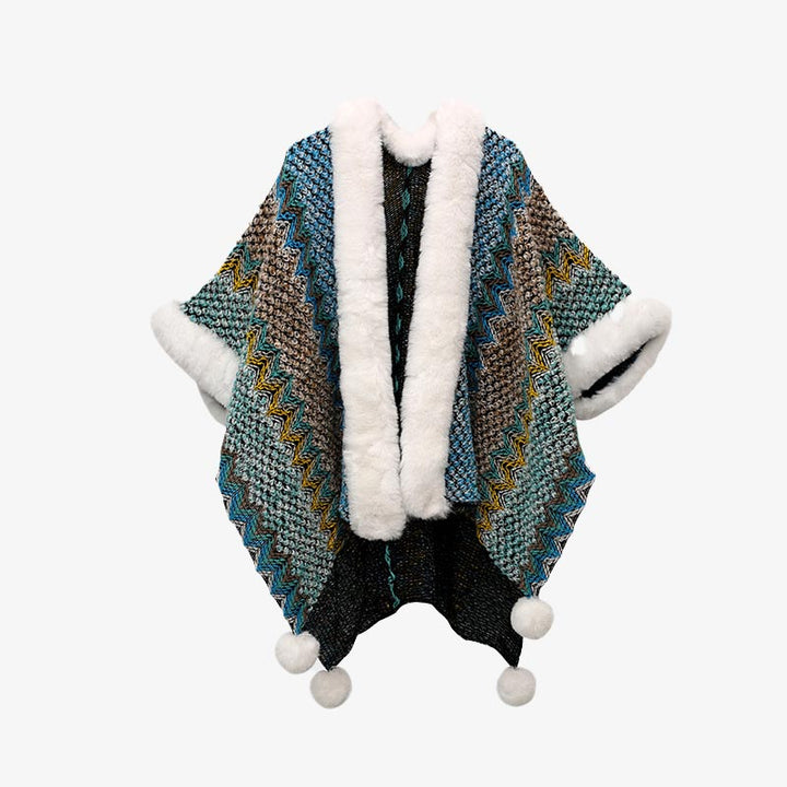 Buddha Stones Tibetan Multicolored Wavy Lines Knitted Striped Shawl Coat Winter Cozy Travel Scarf Wrap - Dark Blue 150*106cm - image 18