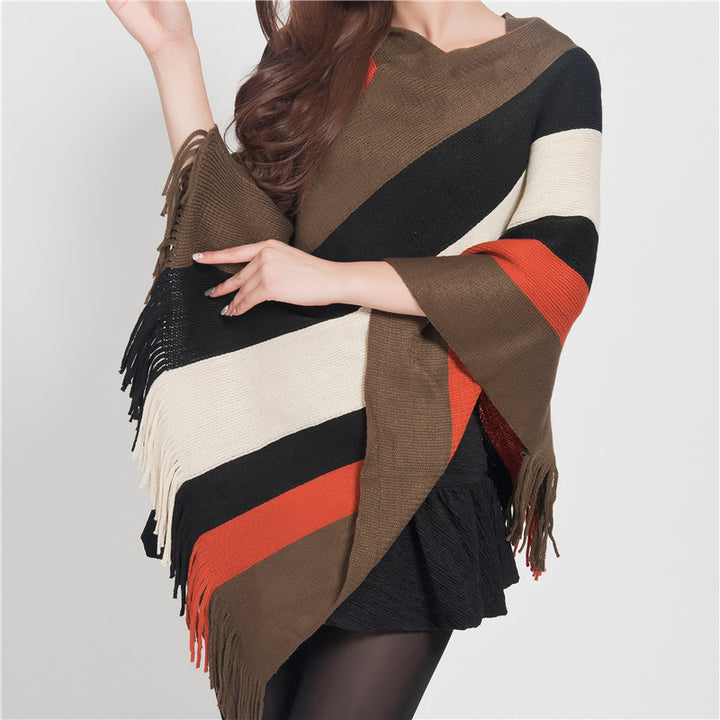 Buddha Stones Tibetan Colorful Striped Design Shawl Tassels Pullover Winter Cozy Travel Scarf Wrap - Brown Black Beige Orange 72cm*90cm - image 24