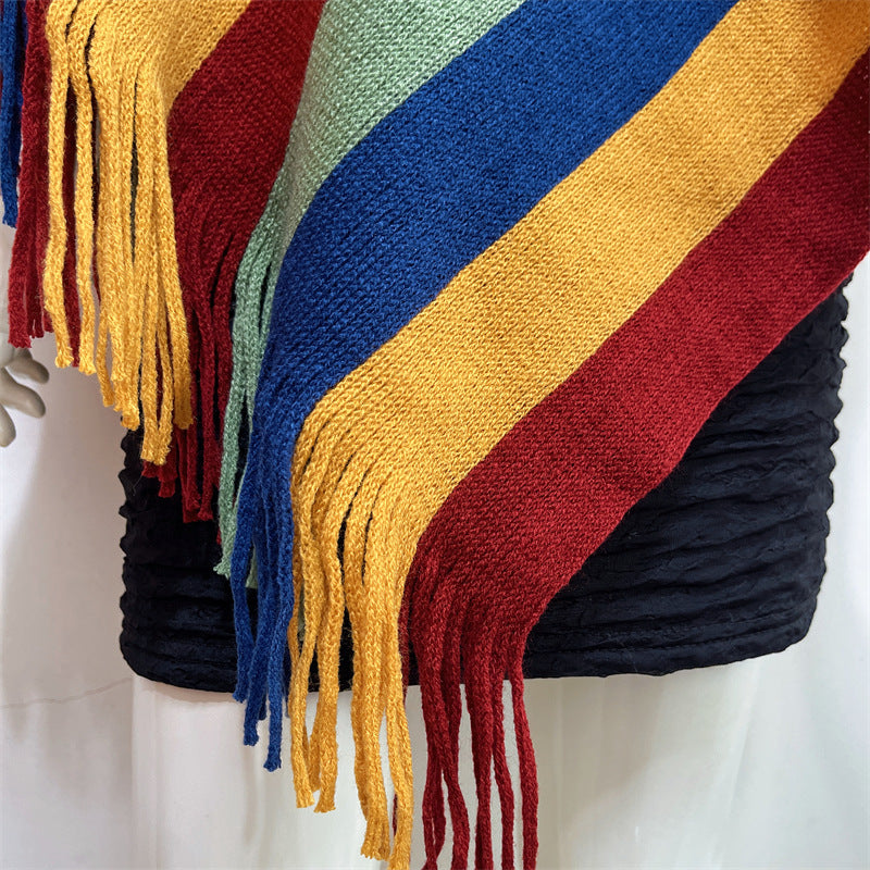 Buddha Stones Tibetan Colorful Striped Design Shawl Tassels Pullover Winter Cozy Travel Scarf Wrap - image 18