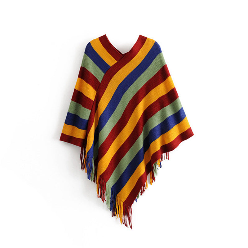 Buddha Stones Tibetan Colorful Striped Design Shawl Tassels Pullover Winter Cozy Travel Scarf Wrap - image 20