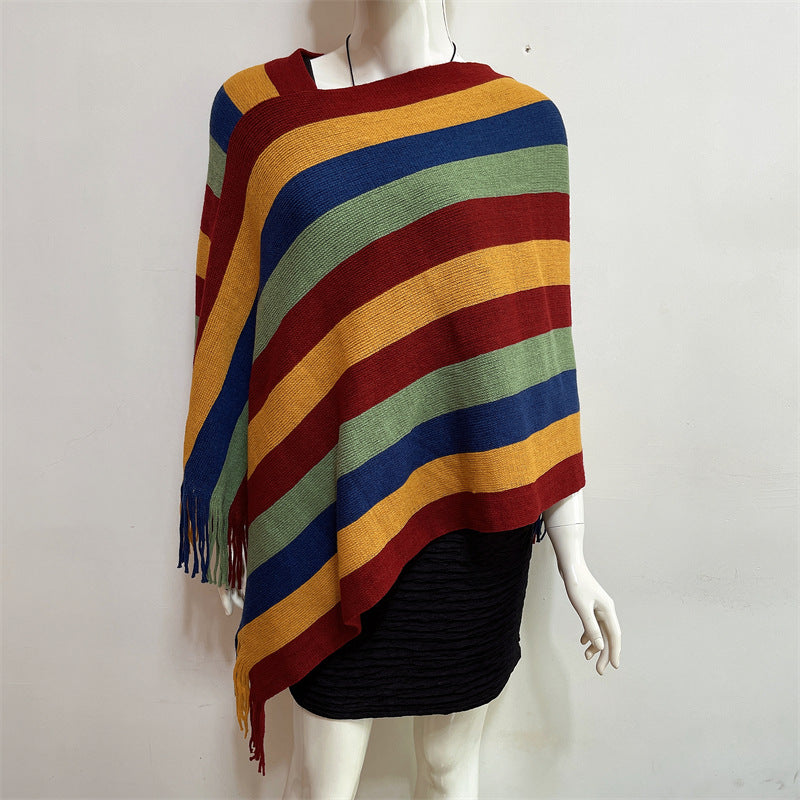 Buddha Stones Tibetan Colorful Striped Design Shawl Tassels Pullover Winter Cozy Travel Scarf Wrap - image 14