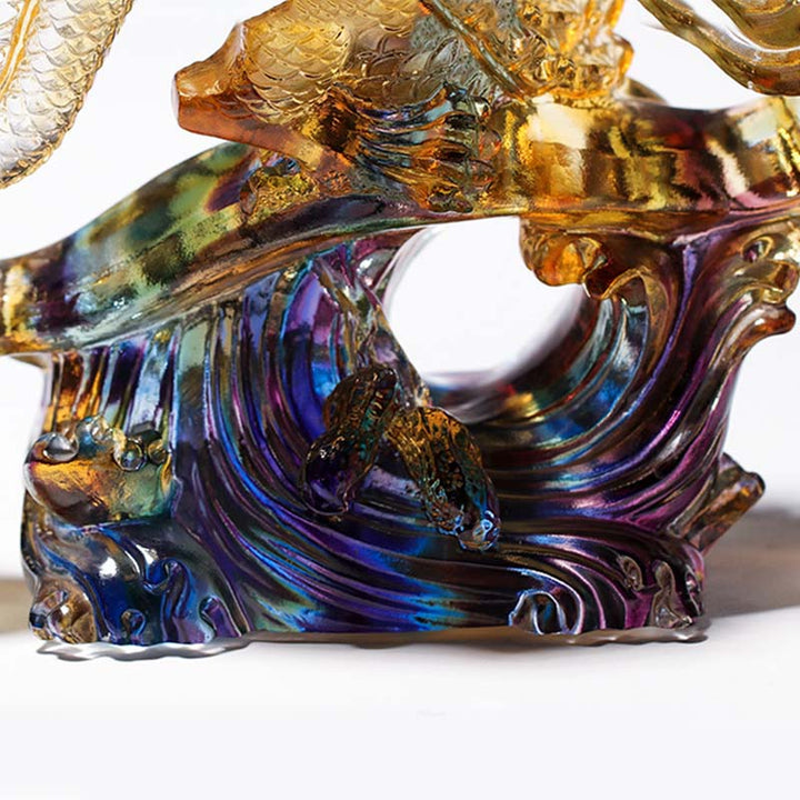 Buddha Stones Year of the Dragon Handmade Ruyi Handle Liuli Crystal Art Piece Protection Home Office Decoration - image 4