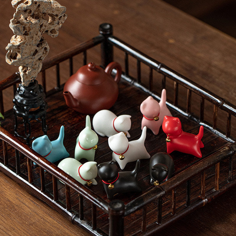 Buddha Stones Mini Small Cute Cat Tea Pet Ceramic Home Desk Figurine Decoration - image 2