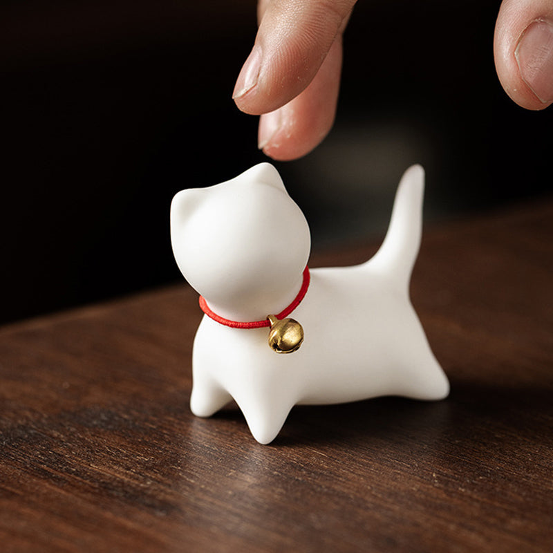 Buddha Stones Mini Small Cute Cat Tea Pet Ceramic Home Desk Figurine Decoration - image 5