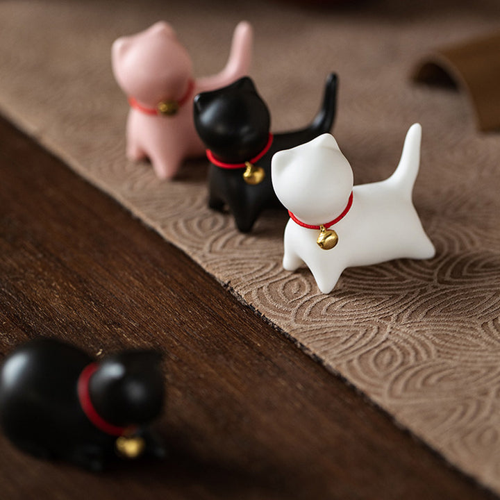 Buddha Stones Mini Small Cute Cat Tea Pet Ceramic Home Desk Figurine Decoration - image 15