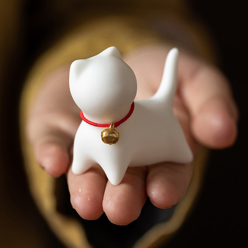 Buddha Stones Mini Small Cute Cat Tea Pet Ceramic Home Desk Figurine Decoration - image 6