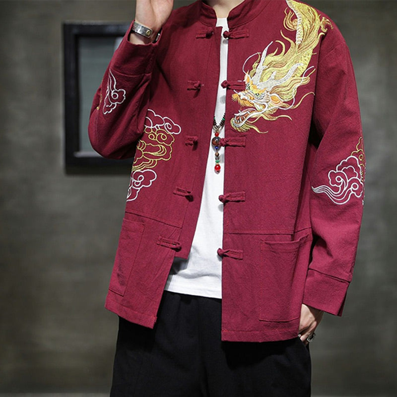 Buddha Stones Dragon Auspicious Cloud Embroidery Clothing Chinese Tang Suit Jacket Men Clothing - image 16