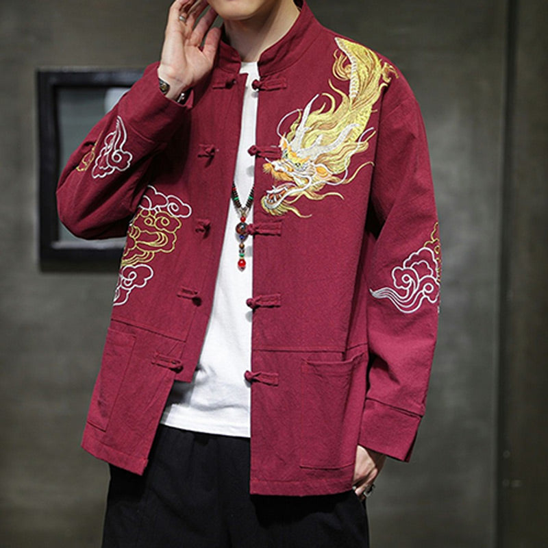 Buddha Stones Dragon Auspicious Cloud Embroidery Clothing Chinese Tang Suit Jacket Men Clothing - image 17