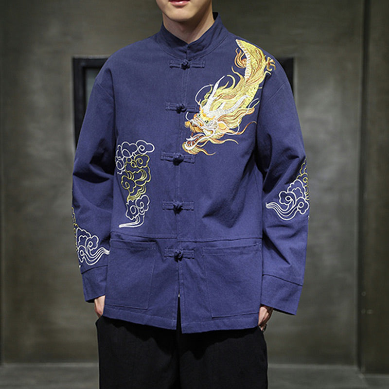 Buddha Stones Dragon Auspicious Cloud Embroidery Clothing Chinese Tang Suit Jacket Men Clothing - image 25