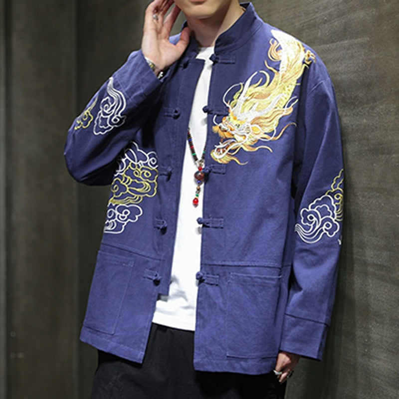 Buddha Stones Dragon Auspicious Cloud Embroidery Clothing Chinese Tang Suit Jacket Men Clothing - image 26