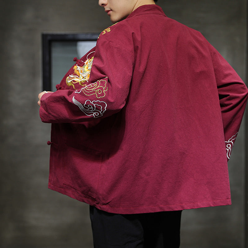 Buddha Stones Dragon Auspicious Cloud Embroidery Clothing Chinese Tang Suit Jacket Men Clothing - image 15