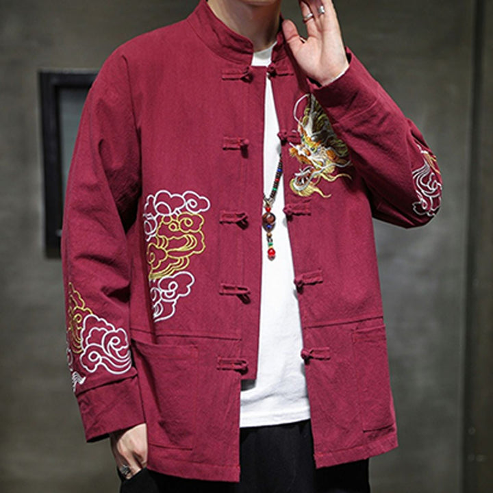 Buddha Stones Dragon Auspicious Cloud Embroidery Clothing Chinese Tang Suit Jacket Men Clothing - image 20