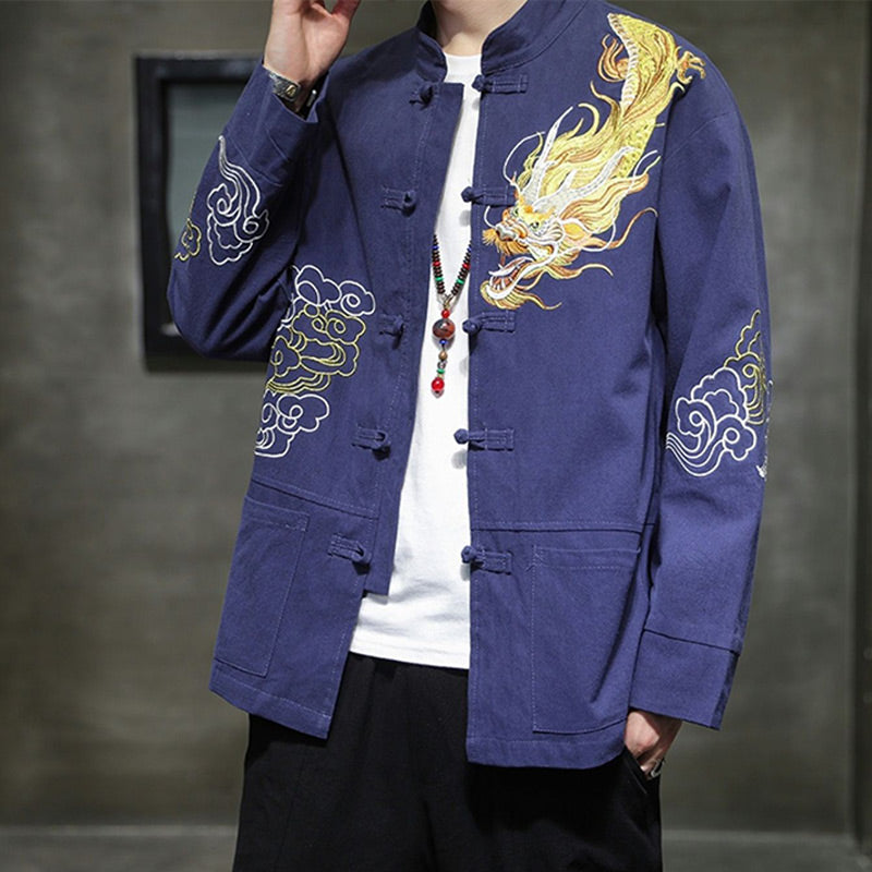 Buddha Stones Dragon Auspicious Cloud Embroidery Clothing Chinese Tang Suit Jacket Men Clothing - image 22