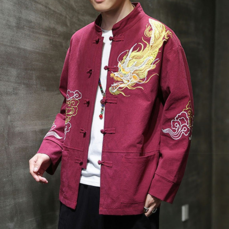Buddha Stones Dragon Auspicious Cloud Embroidery Clothing Chinese Tang Suit Jacket Men Clothing - image 19