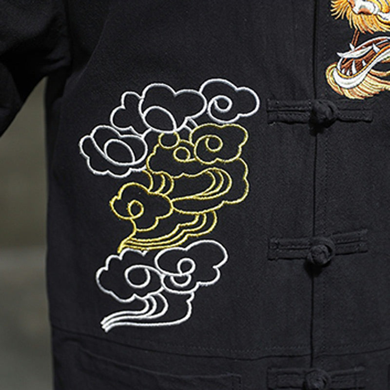 Buddha Stones Dragon Auspicious Cloud Embroidery Clothing Chinese Tang Suit Jacket Men Clothing - image 4
