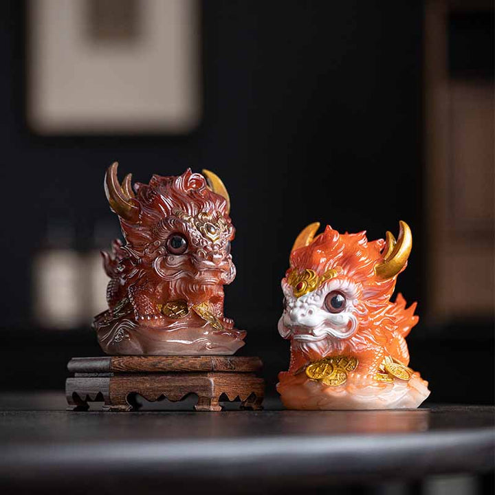 Buddha Stones Color Changing Small Kirin Resin Tea Pet Home Figurine Decoration - image 7
