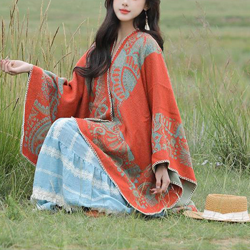 Buddha Stones Tibetan Shawl Simple Pattern Winter Cozy Travel Scarf Wrap - image 9