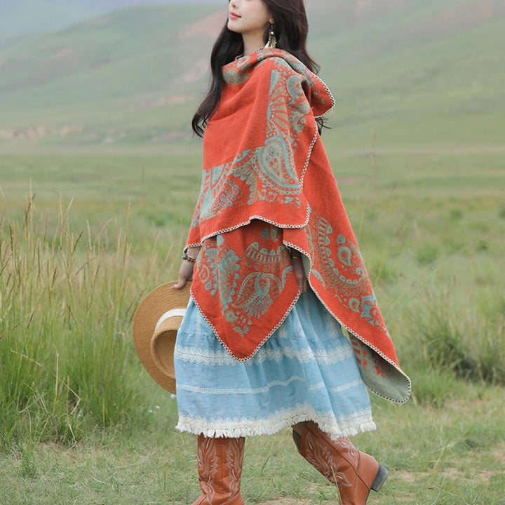 Buddha Stones Tibetan Shawl Simple Pattern Winter Cozy Travel Scarf Wrap - image 6