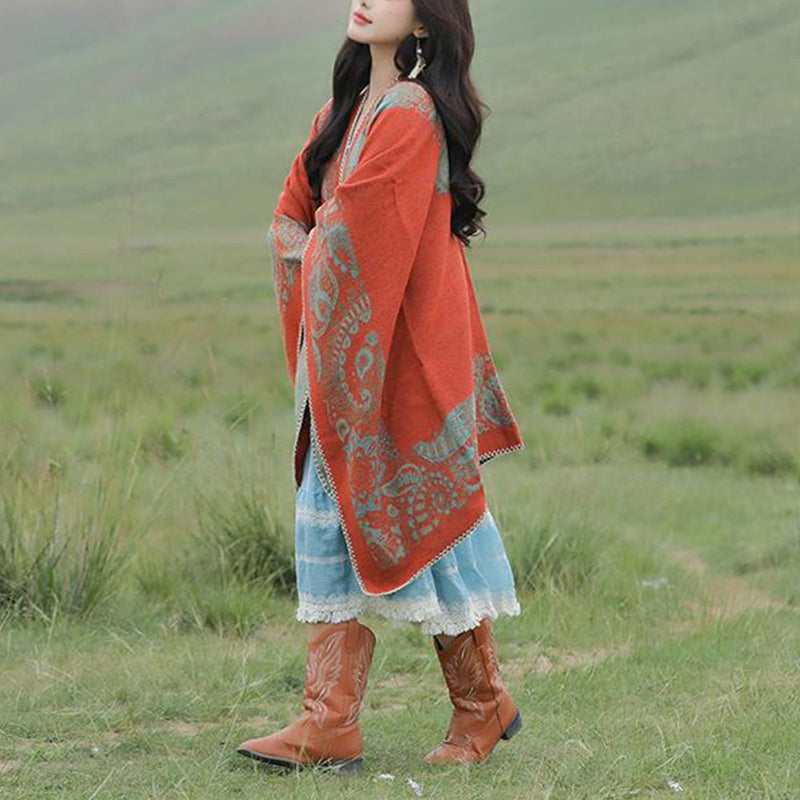 Buddha Stones Tibetan Shawl Simple Pattern Winter Cozy Travel Scarf Wrap - image 13