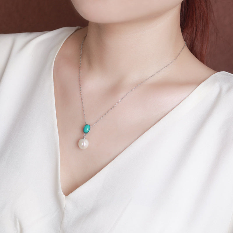 Buddha Stones 925 Sterling Silver Pearl Turquoise Healing Wisdom Necklace Pendant Ring Earrings - image 4