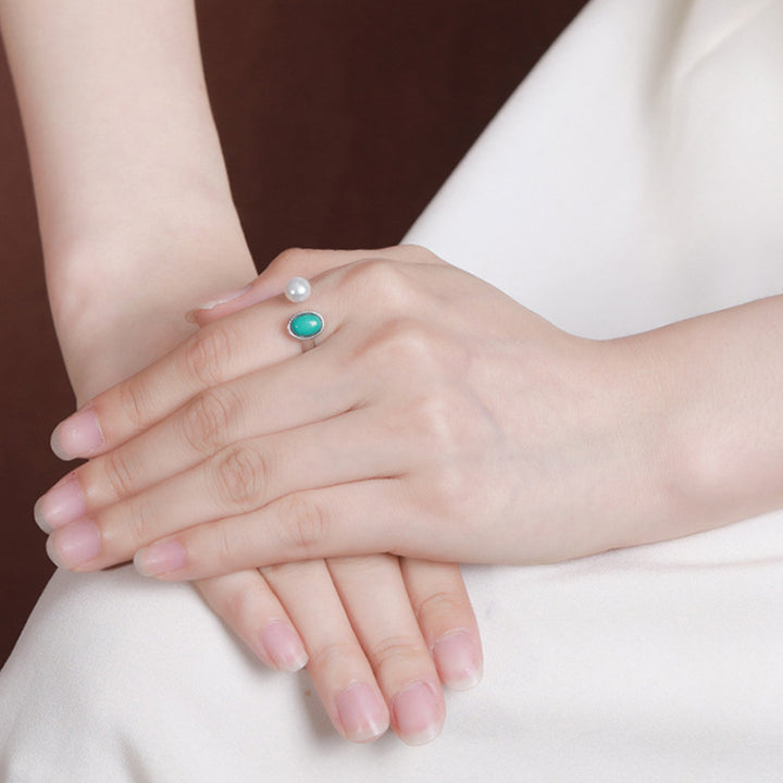 Buddha Stones 925 Sterling Silver Pearl Turquoise Healing Wisdom Necklace Pendant Ring Earrings - image 8