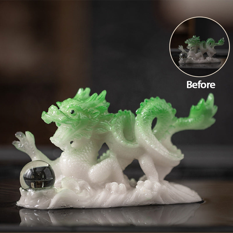 Buddha Stones Year Of The Dragon Color Changing Resin Luck Success Tea Pet Home Figurine Decoration - Green White Dragon 15.9*5.5*7.9cm - image 21