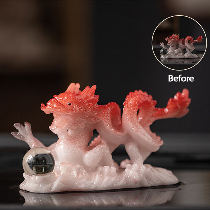 Buddha Stones Year Of The Dragon Color Changing Resin Luck Success Tea Pet Home Figurine Decoration - Red White Dragon 15.9*5.5*7.9cm - image 20