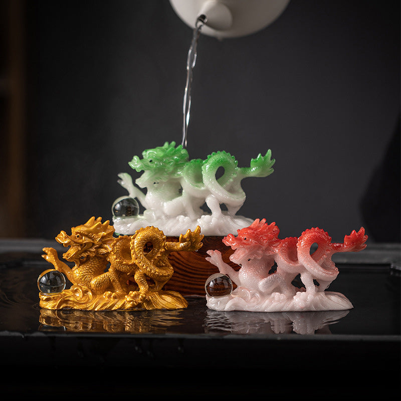 Buddha Stones Year Of The Dragon Color Changing Resin Luck Success Tea Pet Home Figurine Decoration - image 0