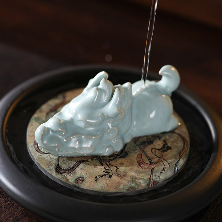 Buddha Stones Year Of The Dragon Luck Ceramic Tea Pet Home Figurine Decoration - image 5