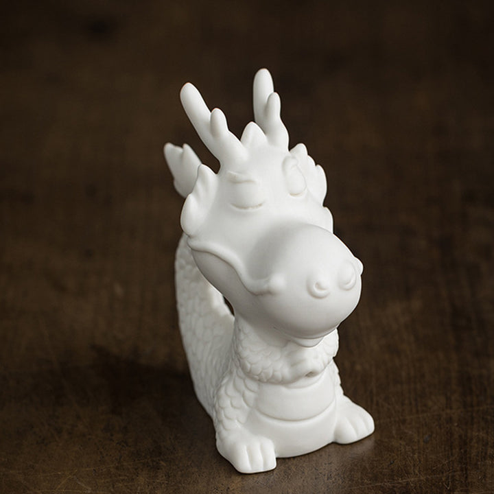 Buddha Stones Year Of The Dragon Luck White Porcelain Ceramic Tea Pet Home Figurine Decoration - Dragon 4.3cm*5.9cm*8.6cm - image 13