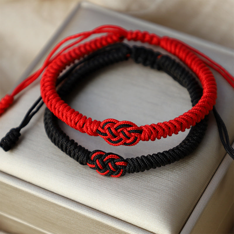 Buddha Stones 2Pcs Tibetan Luck Chinese Knot Protection String Bracelet