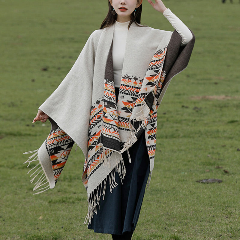 Buddha Stones Tibetan Shawl Colorful Geometry Winter Cozy Travel Scarf Wrap - image 3