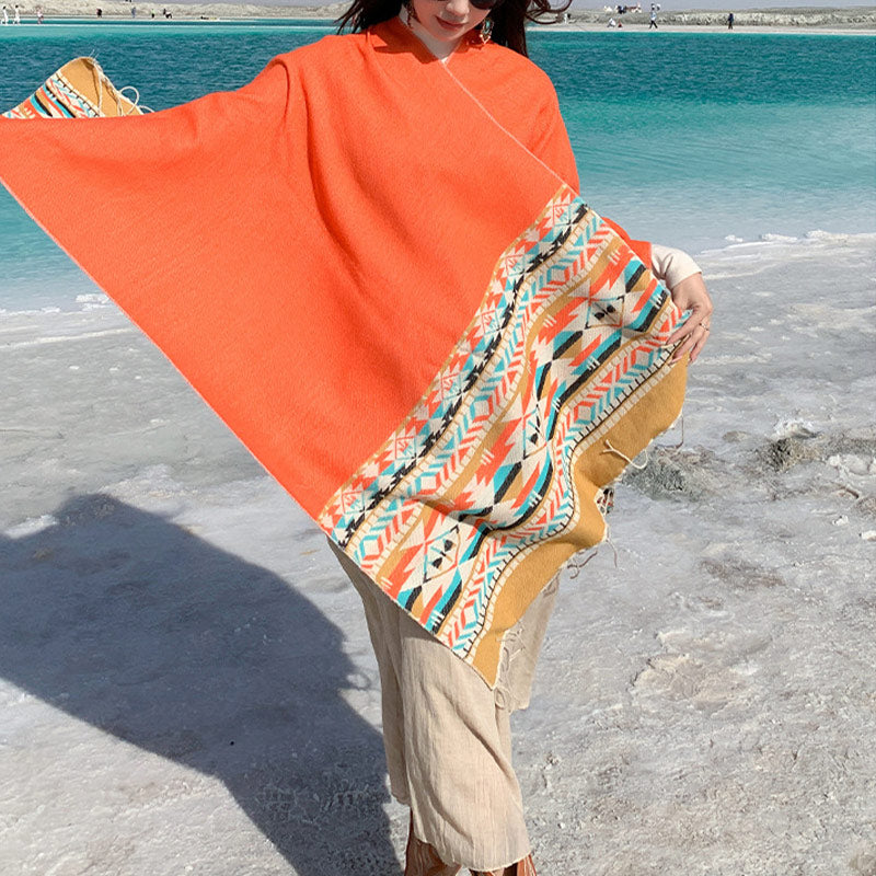 Buddha Stones Tibetan Shawl Colorful Geometry Winter Cozy Travel Scarf Wrap - image 37
