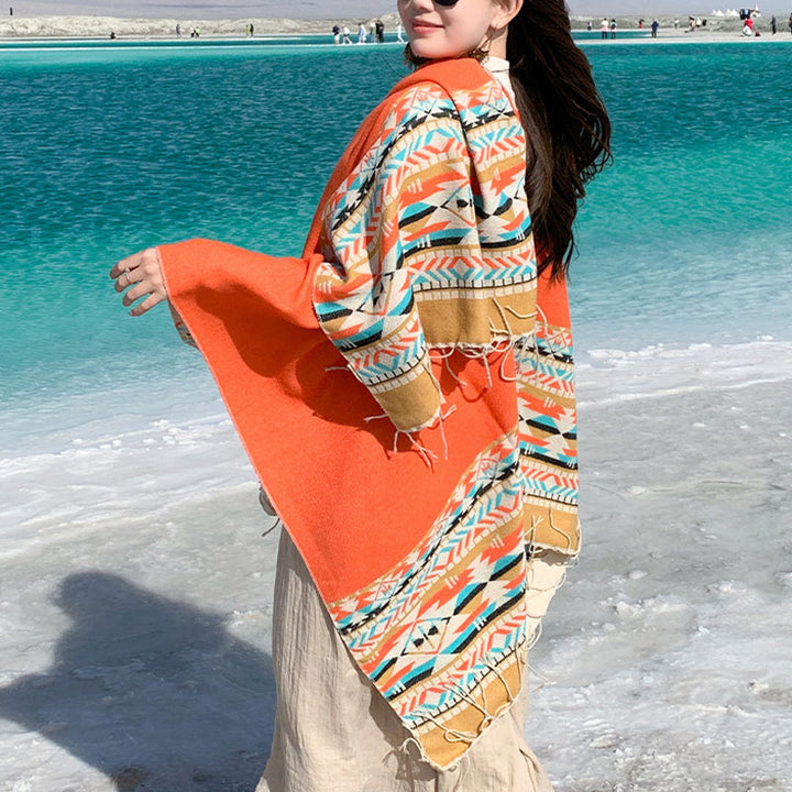 Buddha Stones Tibetan Shawl Colorful Geometry Winter Cozy Travel Scarf Wrap - image 38