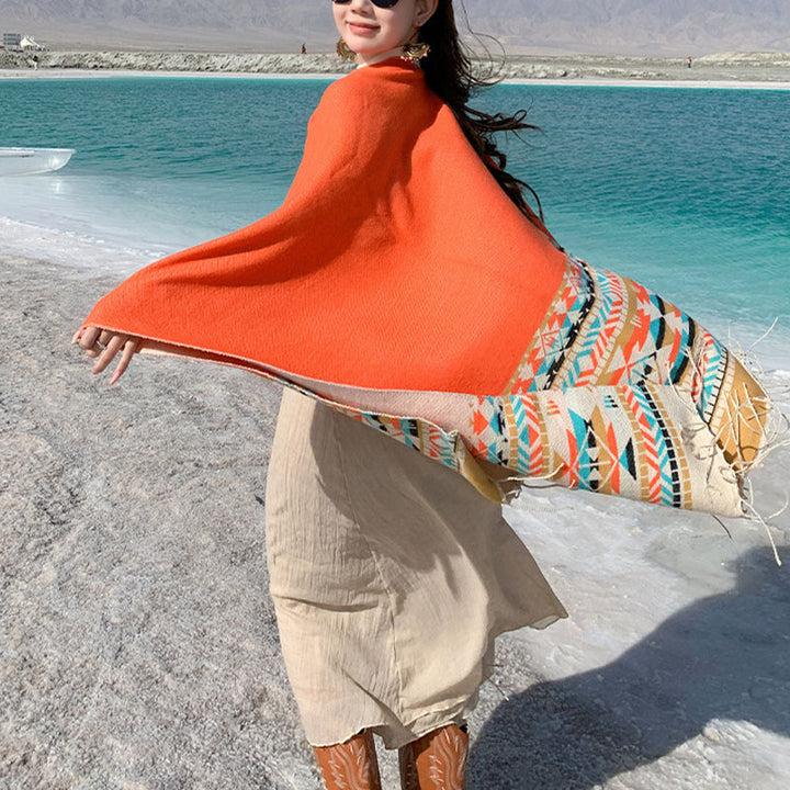 Buddha Stones Tibetan Shawl Colorful Geometry Winter Cozy Travel Scarf Wrap - image 39