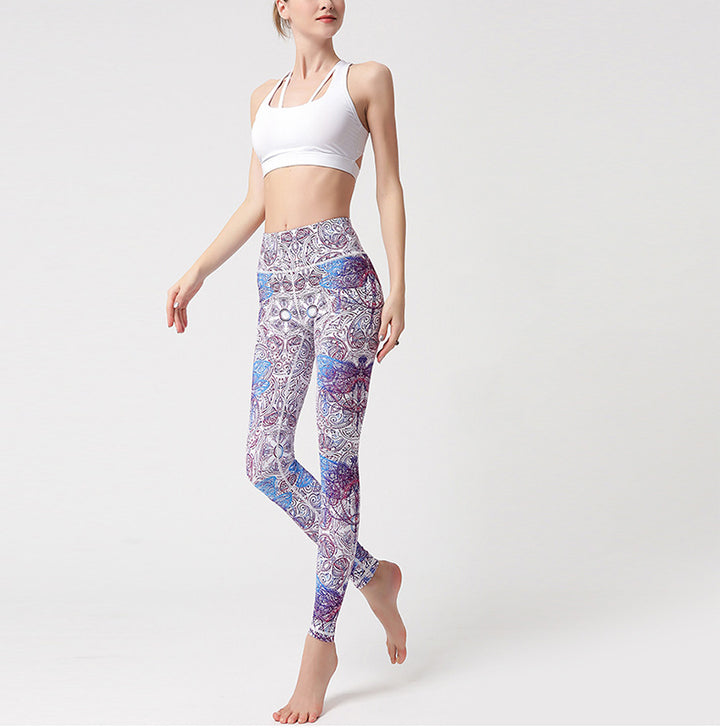 Buddha Stones Flowers Leaves Birds Pants Sports Fitness Yoga Leggings Women's Yoga Pants - image 2