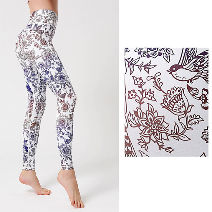 Buddha Stones Flowers Leaves Birds Pants Sports Fitness Yoga Leggings Women's Yoga Pants