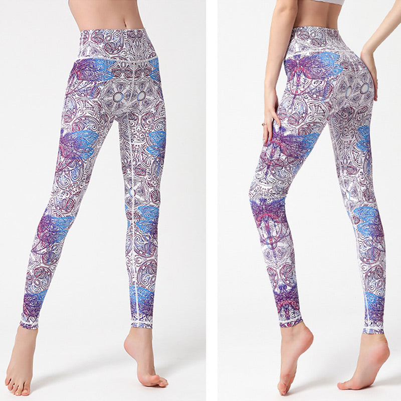 Buddha Stones Flowers Leaves Birds Pants Sports Fitness Yoga Leggings Women's Yoga Pants - image 3