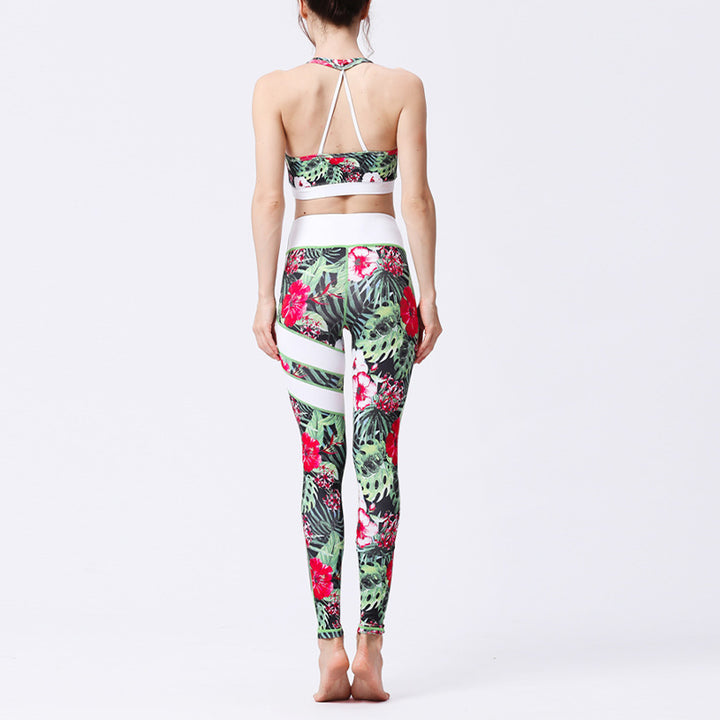 Buddha Stones 2Pcs Sunflower Flowers Leaves Top Pants Sports Fitness Yoga Women's Yoga Sets - image 7