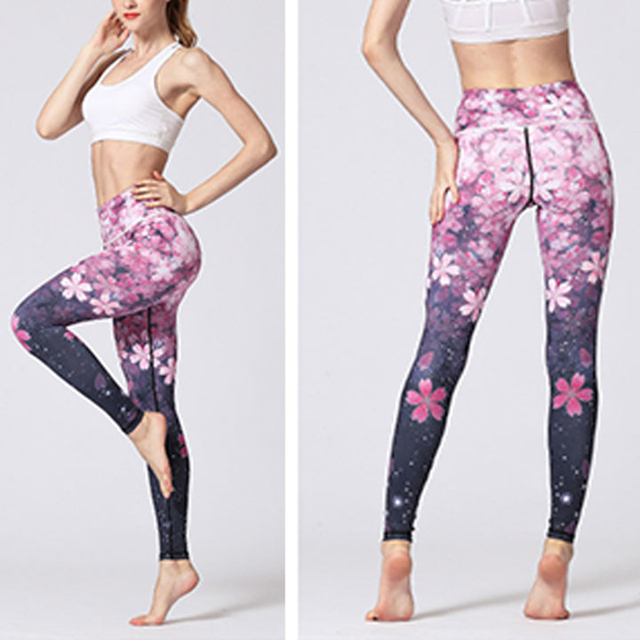 Buddha Stones Lines Weeds Sakura Flowers Black Tree Pants Sports Fitness Yoga Leggings Women's Yoga Pants