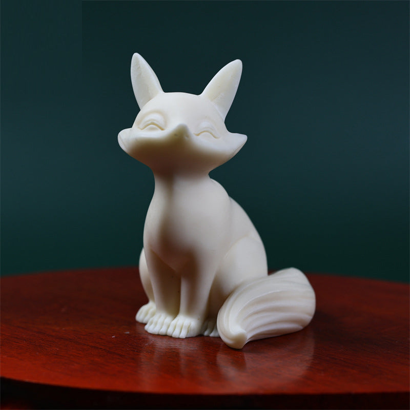 Buddha Stones Mini Nine Tailed Fox Ivory Fruit Protection Home Decoration - image 1