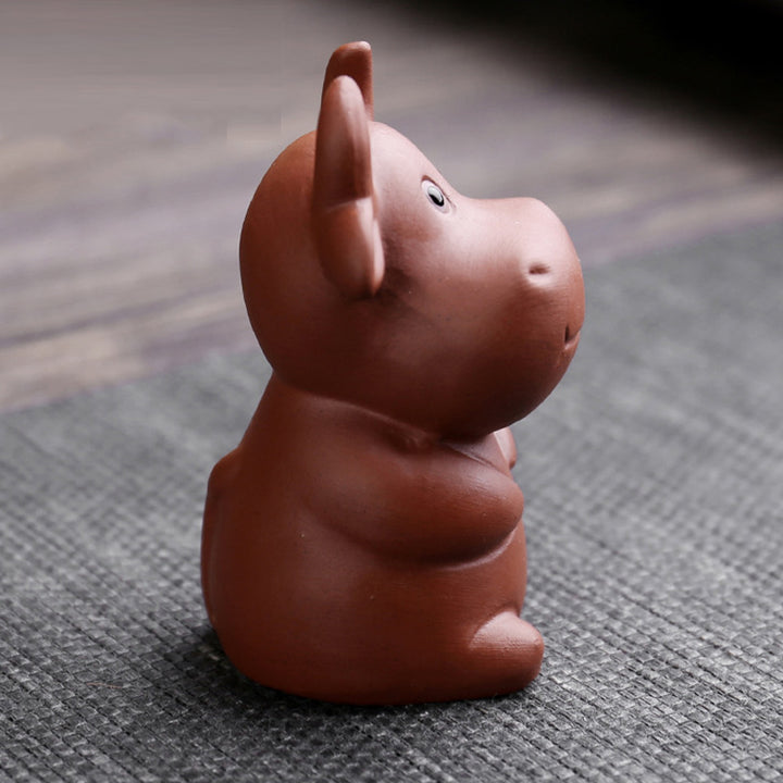 Buddha Stones Chinese Zodiac Purple Clay Wealth Ceramic Tea Pet Home Figurine Decoration - image 5