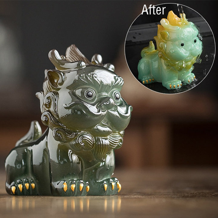 Buddha Stones Color Changing Small PiXiu Resin Tea Pet Wealth Home Figurine Decoration - Green Pixiu 7.7cm*10.6cm*11.6cm - image 15
