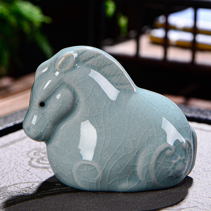 Buddha Stones Chinese Zodiac Wealth Ceramic Tea Pet Home Figurine Decoration - Horse 7.5cm*5cm*6cm - image 14