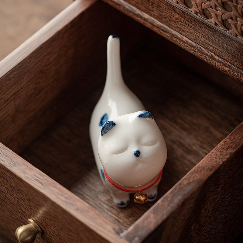Buddha Stones Mini Lucky White Cat Kitten Tea Pet Ceramic Home Desk Figurine Decoration - image 3