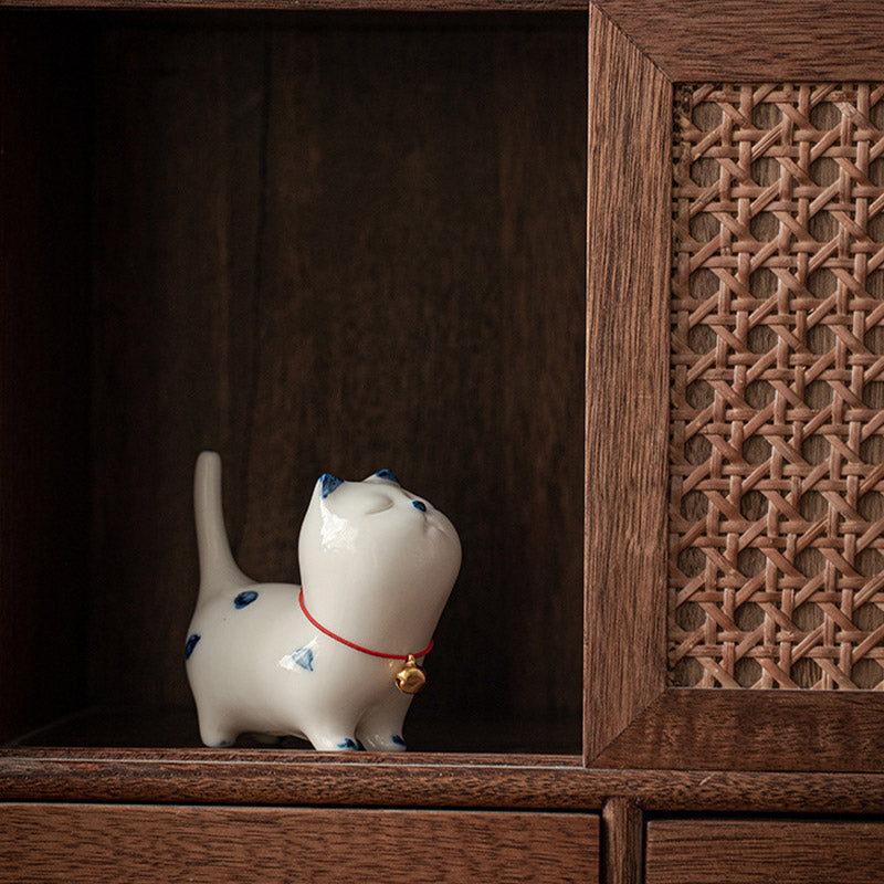 Buddha Stones Mini Lucky White Cat Kitten Tea Pet Ceramic Home Desk Figurine Decoration - image 5