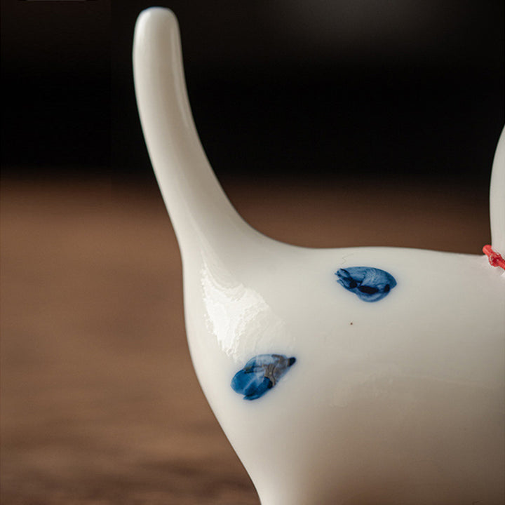 Buddha Stones Mini Lucky White Cat Kitten Tea Pet Ceramic Home Desk Figurine Decoration - image 11