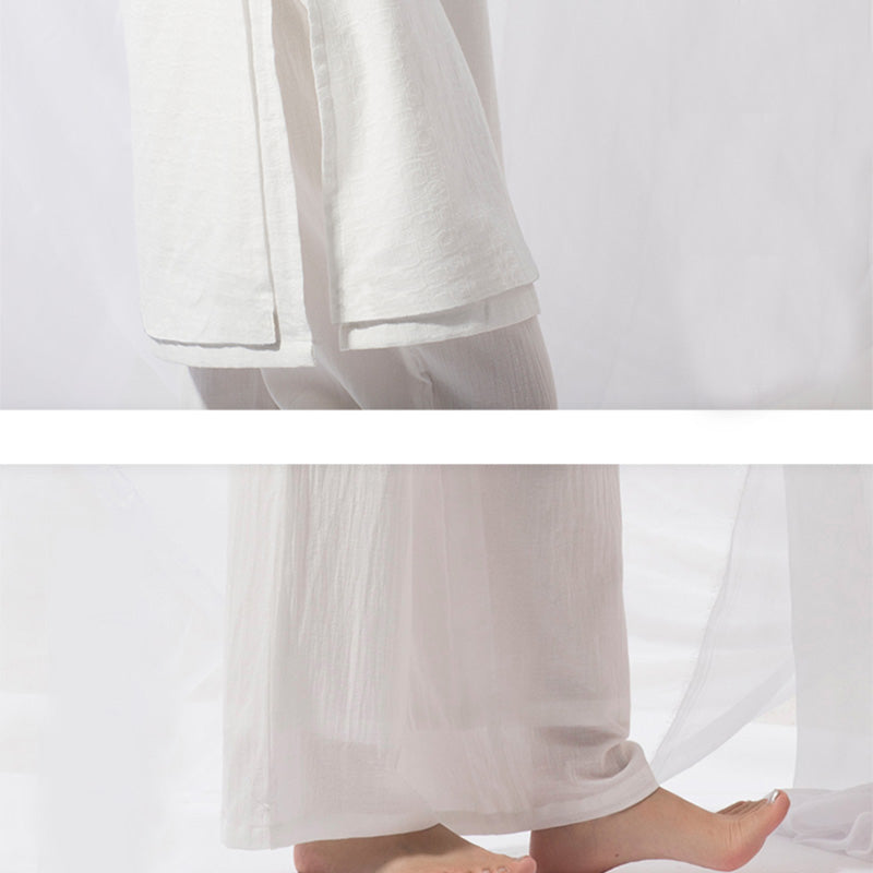 Buddha Stones 2Pcs Tai Chi Meditation Yoga Cotton Clothing Top Pants Women's Set - image 8