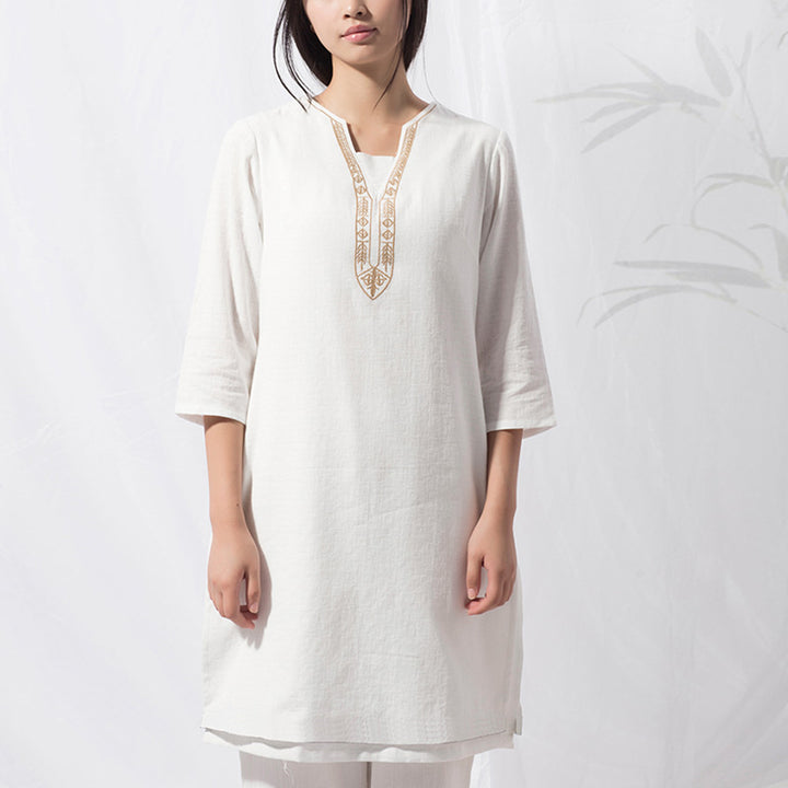 Buddha Stones 2Pcs Tai Chi Meditation Yoga Cotton Clothing Top Pants Women's Set - image 9